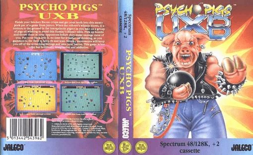 Psycho Pigs UXB box art for ZX Spectrum